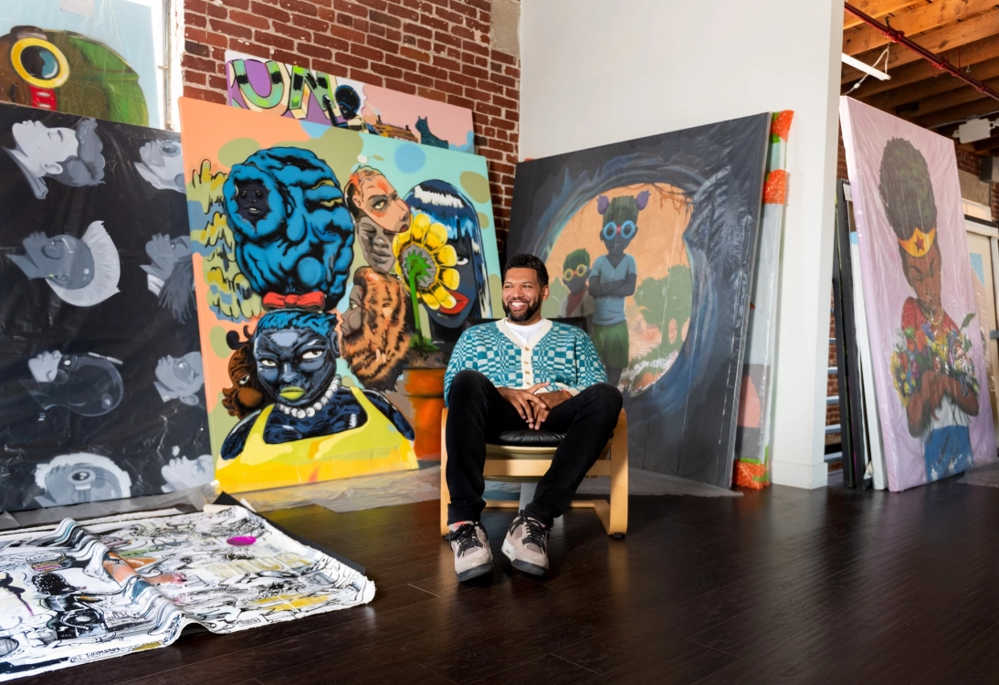 アート・デザイン・音楽 HEBRU BRANTLEY Hebru Brantley The Champ Is Here 2015 Poster/Print Chicago