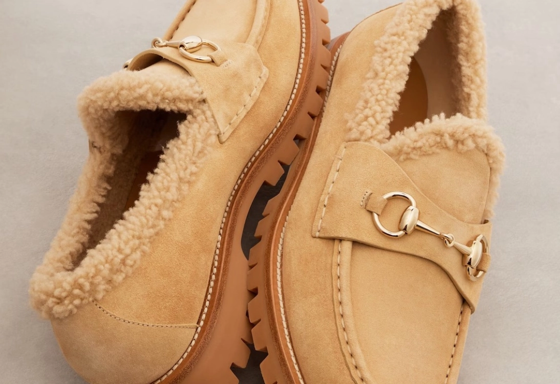 Gucci Horsebit Lug Sole Loafers Sherpa Lined Perfect for Winter Gucci Sylke Suede Shearling-Lined Horsebit Loafers | Neiman  main image 3