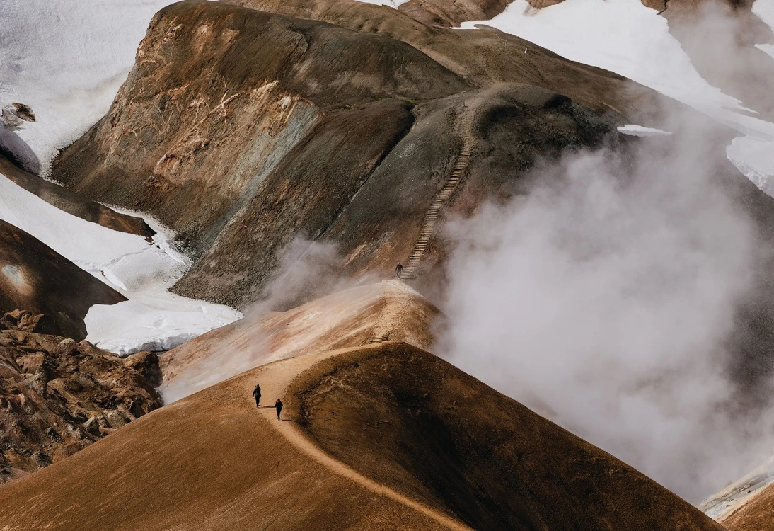 At Kerlingarfjöll Highland Base in Iceland, hikers can explore the incredible Hofsjökull and Langjökull glaciers, which were formed 300,000 years ago through a series of subglacial volcanic eruptions. PHOTO COURTESY OF KERLINGARFJÃLL HIGHLAND BASE