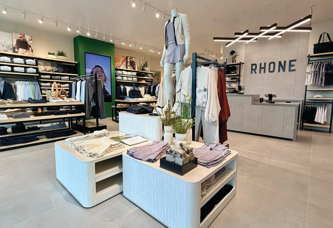 Rhône brings elevated performancewear to Ardmore with a clean, modern aesthetic PHOTO COURTESY OF THE BRANDS