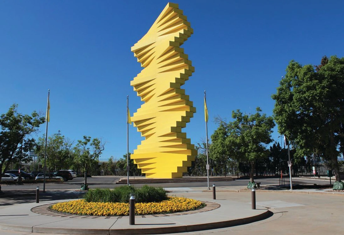 Herbert Bayer’s “Articulated Wall” anchors the Design District’s campus.