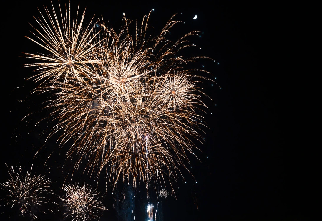 Fireworks in the night sky.