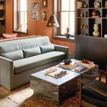 The living room area of the Anna & Bel hotel has lounge seating for guests. HOTEL PHOTO BY LYLE YOUNG