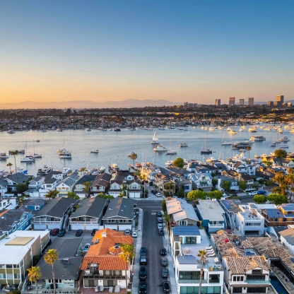 Aerial over Newport Beach, CA