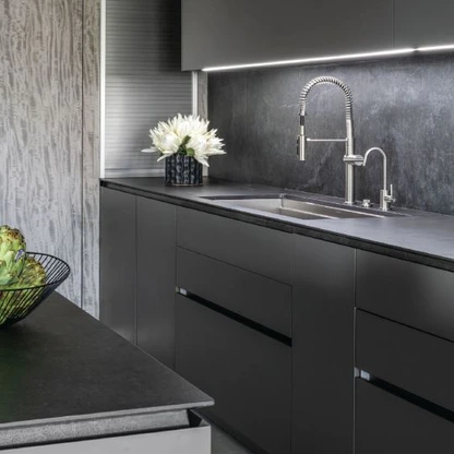 The eggersmann kitchen serves as one of the home's defining features.