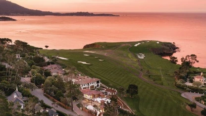 Aerial views showcase the setting for this new home, which sits alongside the 14th hole at Pebble Beach Golf Links PHOTO BY SHERMAN CHU