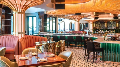 Vibrant interiors by Heather Hassan of Chapin House set a festive tone at JING Scottsdale; PHOTO COURTESY OF BRAND