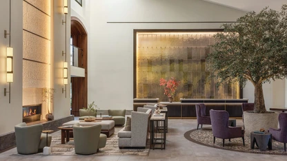 The gorgeous lobby of the completely renovated property in downtown Napa; PHOTO COURTESY OF CASA MANI