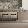 camouflage marble makes a serious statement in this kitchen. PHOTO BY CARRIE EVANS