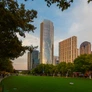 Dallas Skyline from Klyde Warren Park in Dallas - Texas