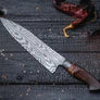 This 10-inch blade is made from a mosaic Damascus pattern Simisky calls âDisco Damascus.â PHOTO: BY MICHAEL HATT