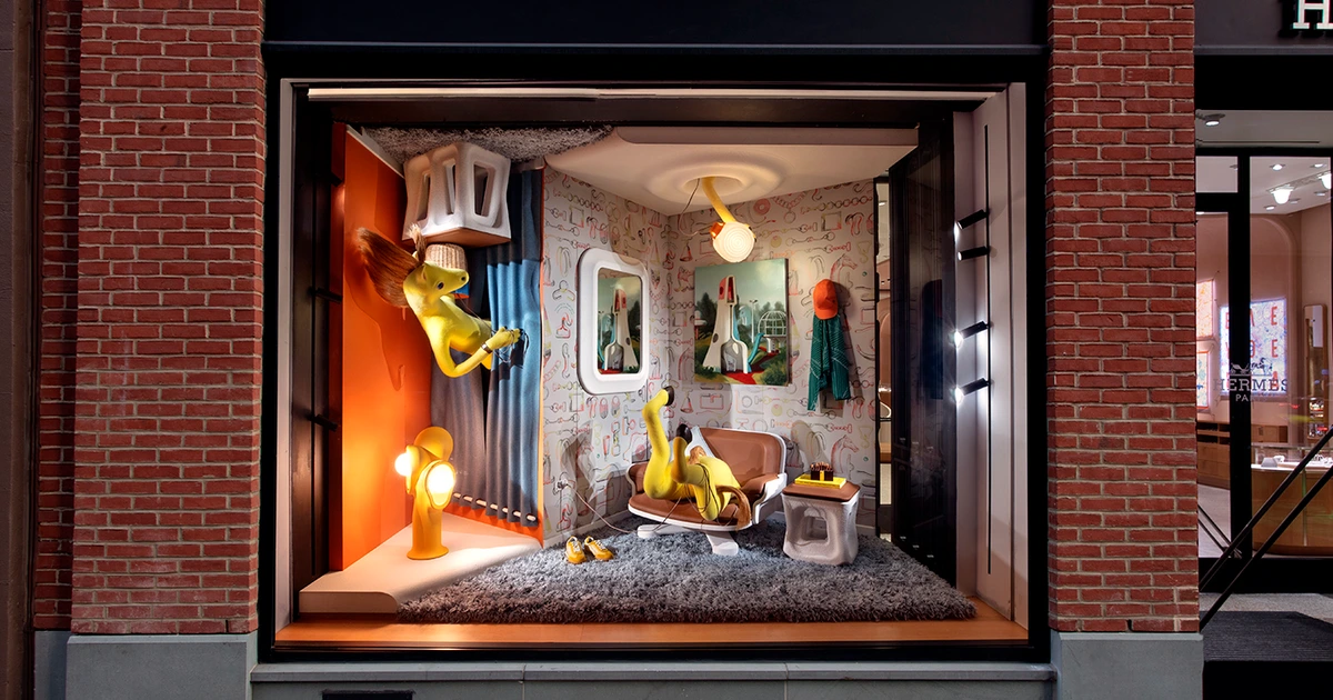 Hermès Madison Ave Window Art by Jeremy Olson Transforms Space