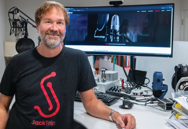 An innovation from Palo Alto’s Mike Dickey gives thousands of musicians and choirs the ability to collaborate over geographical boundaries—and sound like they’re in the same room.