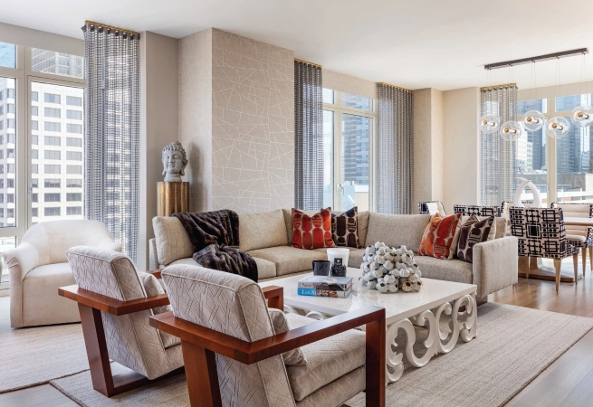 Seeking refreshing designs and a casual vibe, these longtime clients welcomed bold prints and thoughtful textures into their new home.