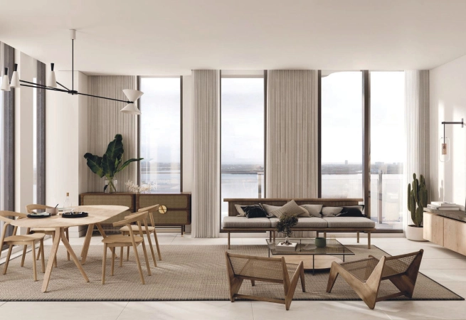 Featuring 54 one-of-a-kind residences, a new waterfront condominium brings innovative design and Japanese simplicity to North Bay Village.