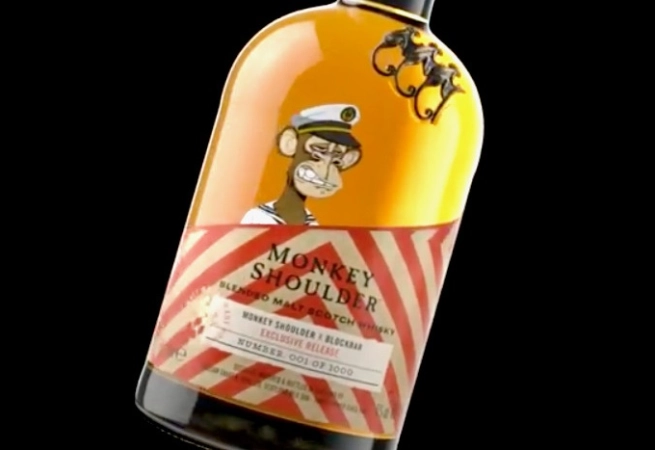 NFT's and spirits come together with BlockBar and Bored Ape Yacht Club's limited edition drop with whiskey maker Monkey Shoulder.