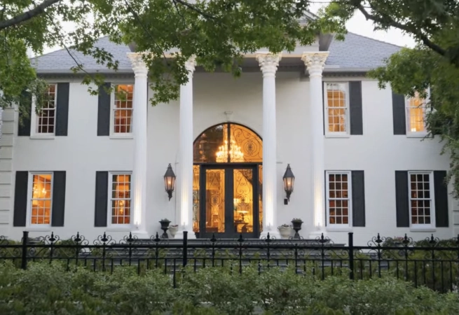 The home at 9863 Rockbrook Drive is a stunning traditional estate with opulence and modern conveniences.