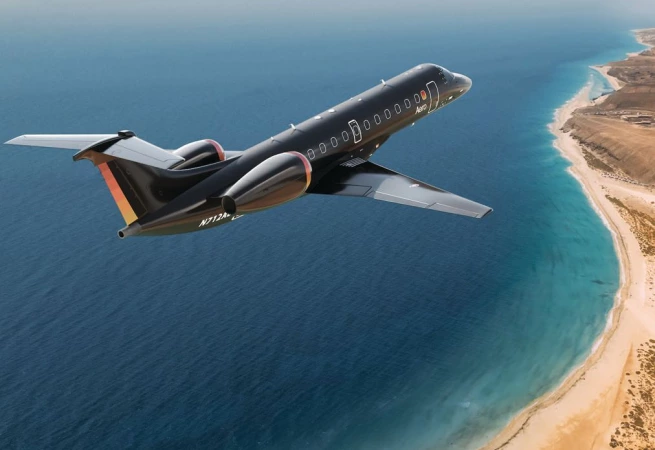 Aero’s eye-catching black jets feature oversize Italian leather seats, dynamic mood lighting and more. PHOTO COURTESY OF BRAND