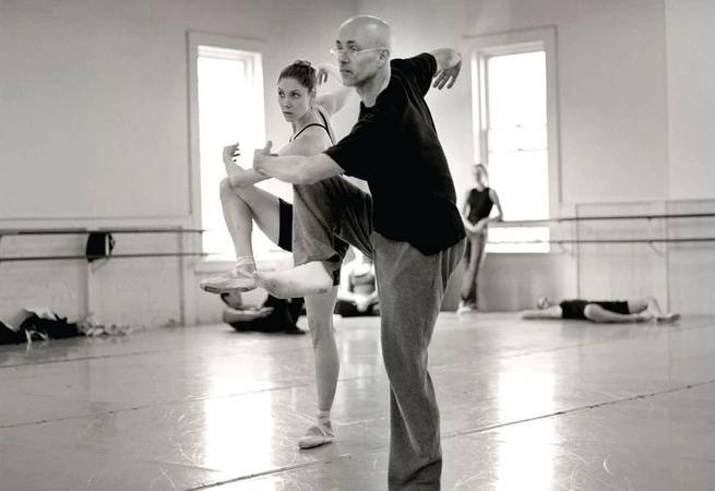 Ballet Austin Artistic Director Stephen Mills rehearses with dancer Margot Brown. PHOTO BY HANNAH NEAL