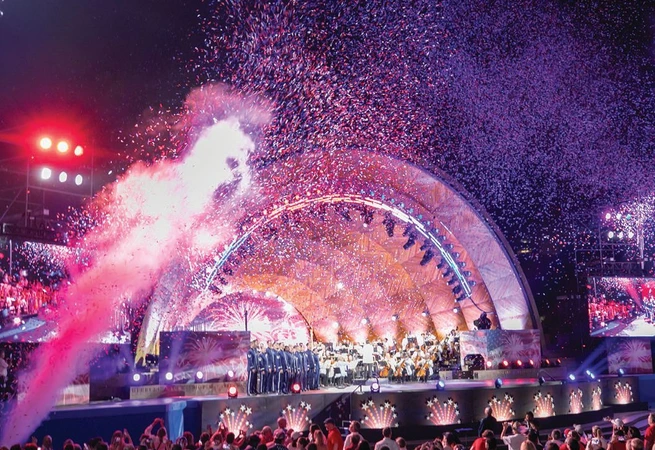 The Hatch Shell truly comes to life for The Boston Pops Fireworks Spectacular. PHOTO BY KYLE KLEIN