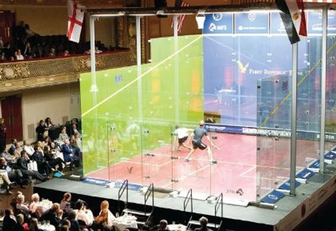 On June 11, Squash Busters, in partnership with Squash Engine, will host a fundraising match at Symphony Hall. PHOTO COURTESY OF SQUASH ENGINE