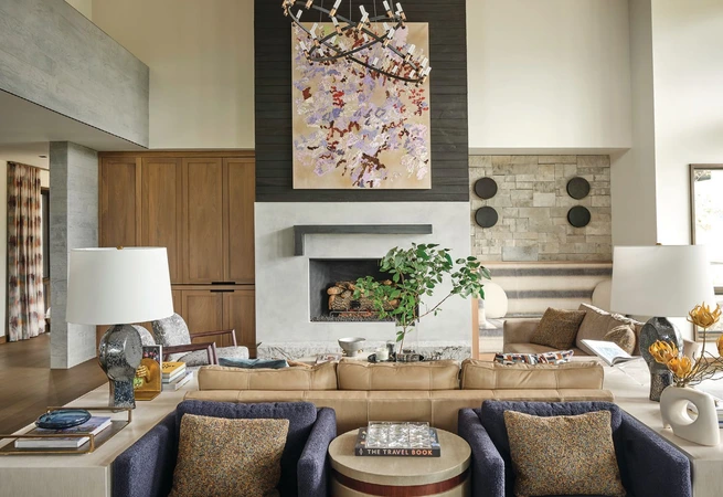 In the great room of this home in Fraser, Colorado, interior designer Devon Tobin composed a series of intimate seating areas that invite conversation and connection.