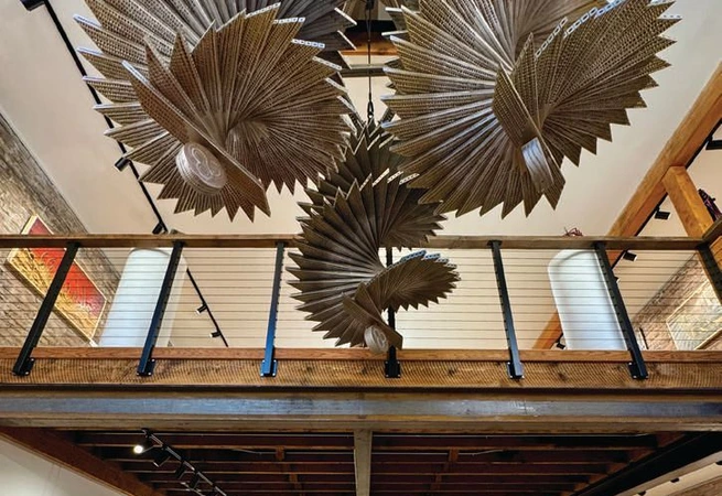 Cie Hoover’s “Infinite Crescendos,” a large sculpture in Accoya wood, anchors his new gallery space in Ouray. PHOTO COURTESY OF CIE HOOVER