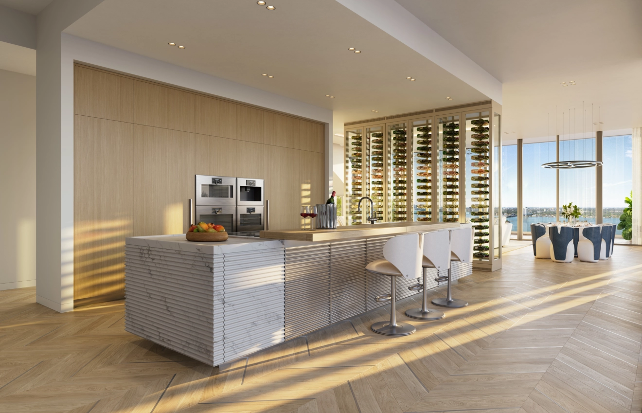 Illustration of Highly Luxurious Penthouse Residences With Gourmet Kitchen And Center Island