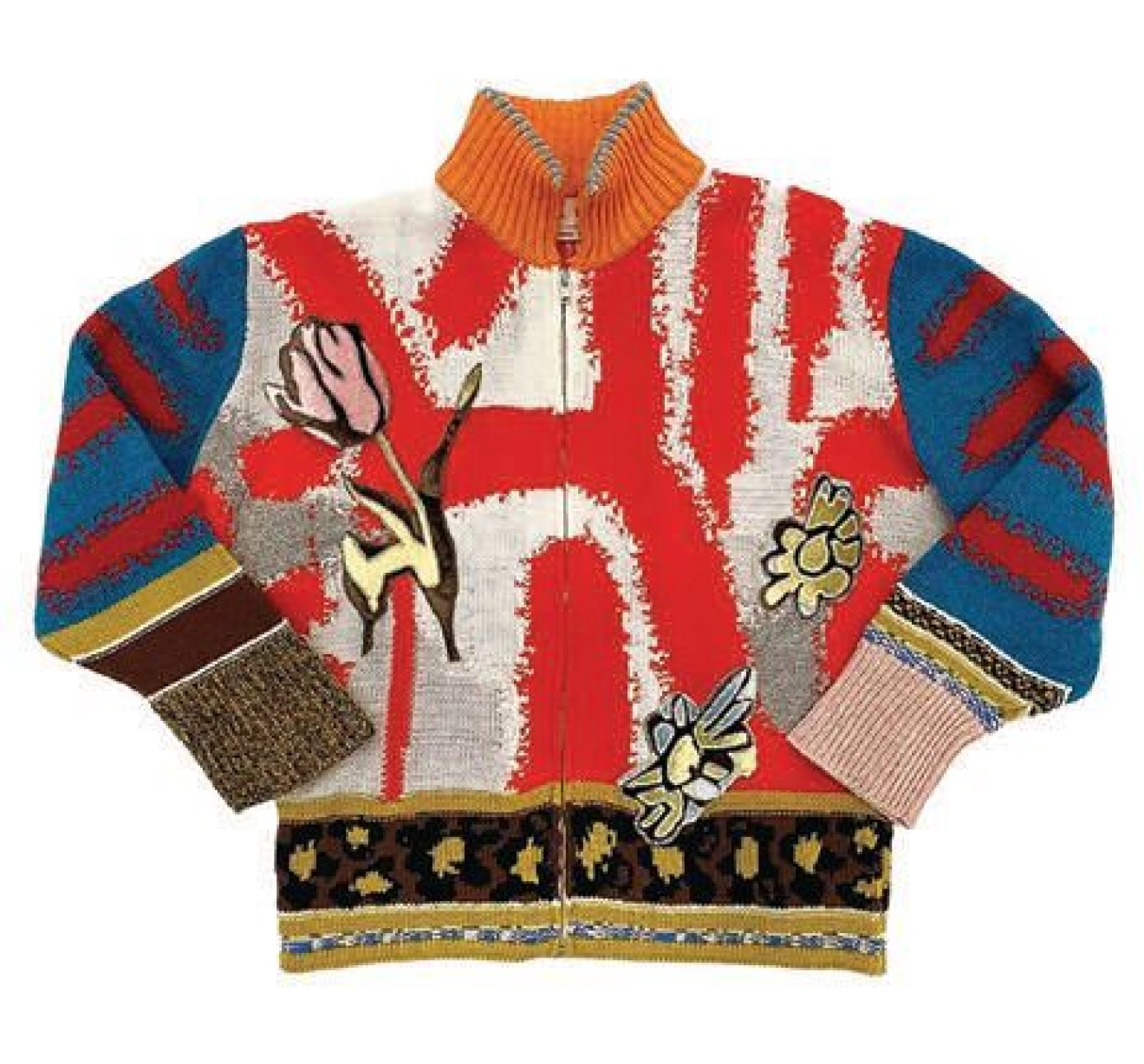 Marni Multi-Zip Cardigan âIâm obsessed with the art by Soldier and Olaolu Slawnâthe mix of intarsia and velvet patches makes this cardigan feel like a gallery piece.â marni.com PHOTO COURTESY OF BRAND