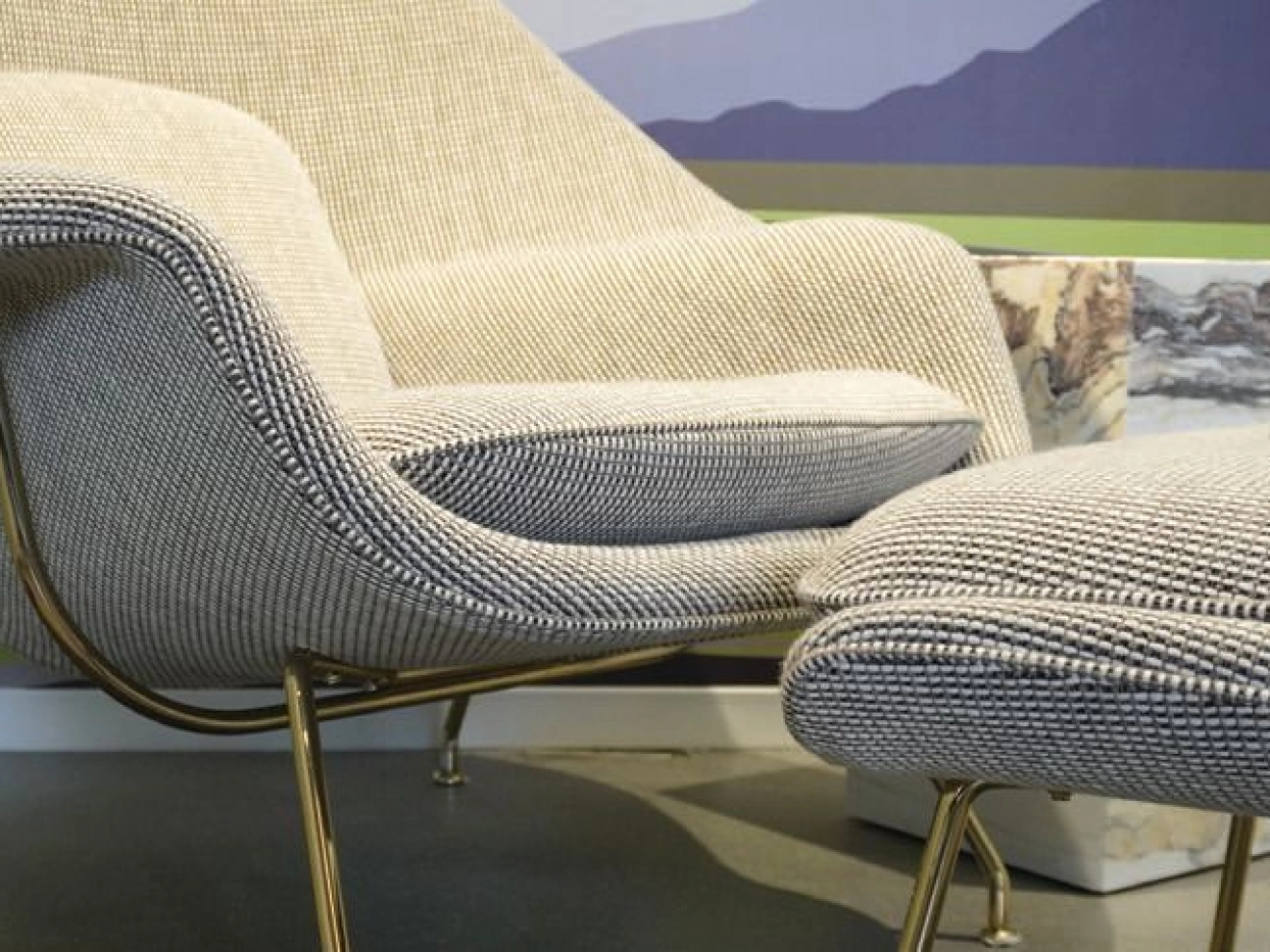 This Womb chair, elevated with a rose gold base and soft tonal fabric, was chosen to show how iconic design can be refined through luxurious detail and tailored expression. Knoll Womb chair PHOTO COURTESY OF WORKPLACE RESOURCES