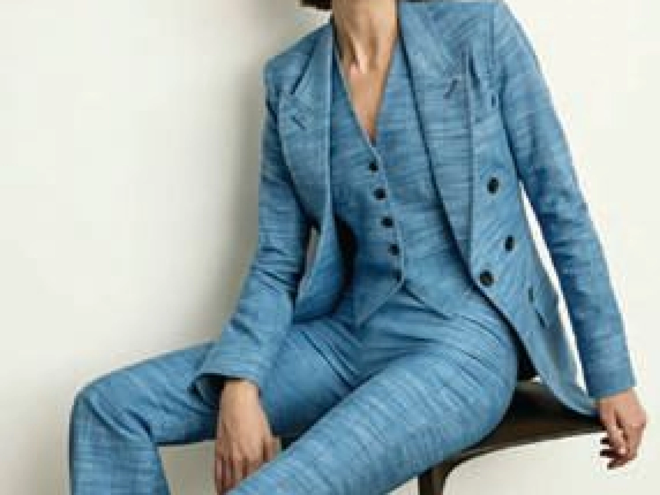 I feel the most confident and powerful when I wear a great-fitting sui¦, even better if it's in a bold color or print. I love the juxtaposition of this Smythe suit: structured with a traditionally masculine print, but worn with a feminine strength and confidence. Smythe suit in Denim Stripe, shopsmythe.com