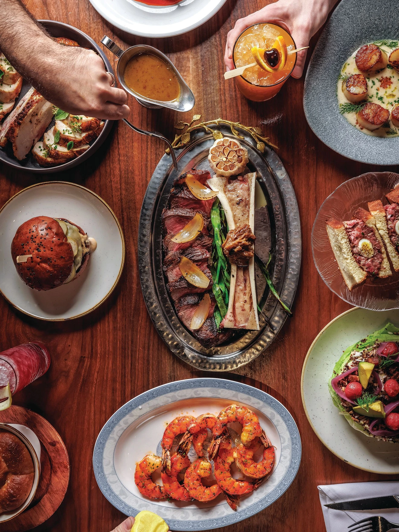 Roasted bone marrow with roasted alliums takes center stage at Michelin-recommended A5 Steakhouse. PHOTO COURTESY OF A5 STEAKHOUSE