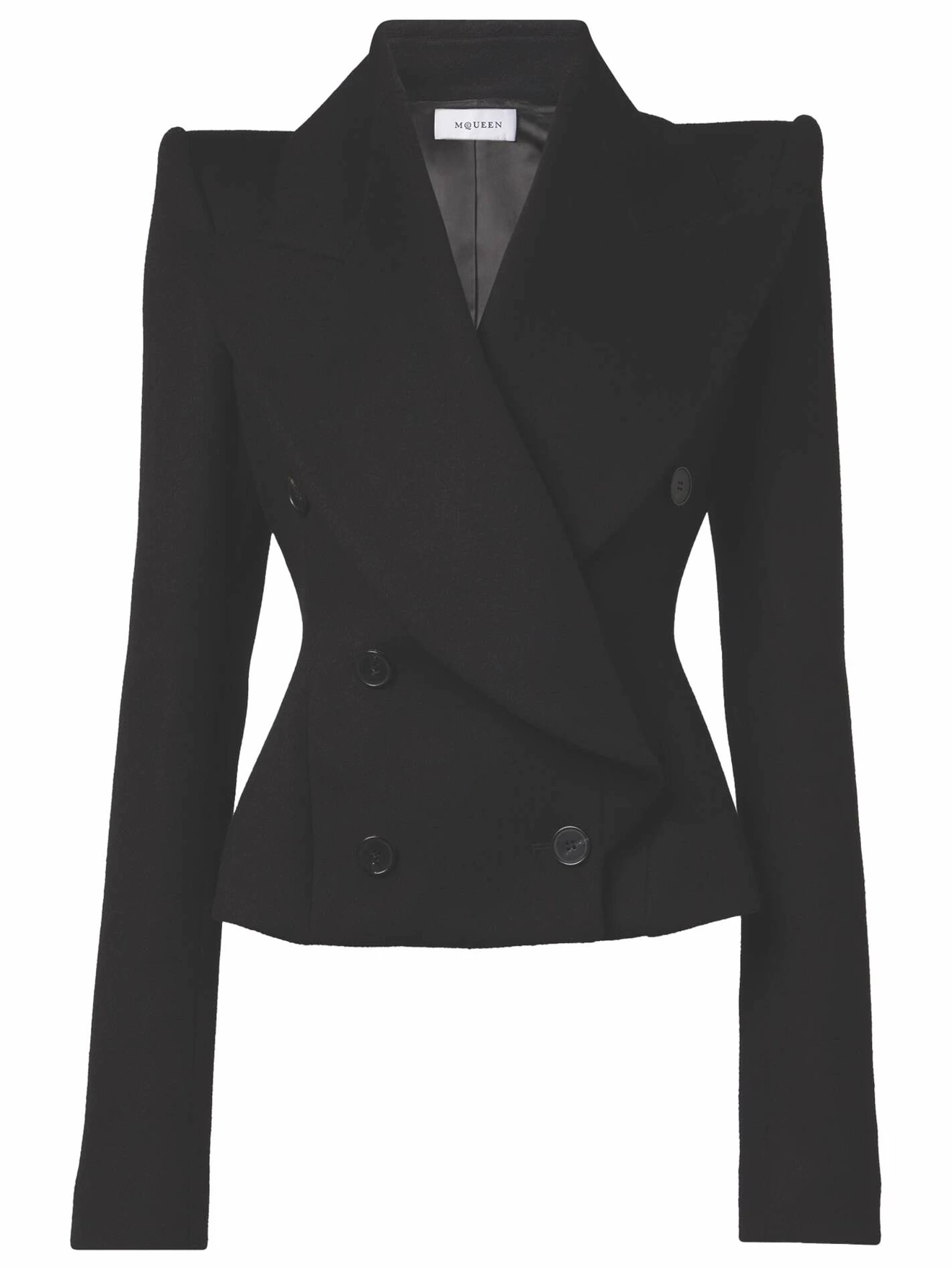McQueen double-breasted wool and cashmere blazer, alexandermcqueen.com. Photo Courtesy Of Brand