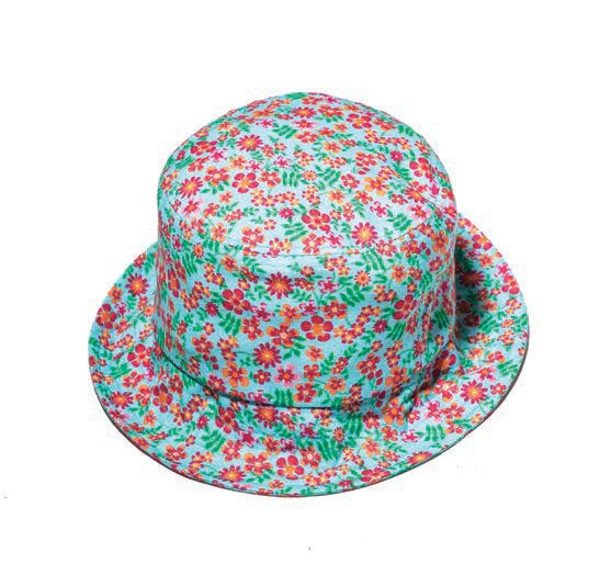 Lele Sadoughi Floral Embroidered Bucket Hat Lele Sadoughi Raffia Rainbow Bucket Hat in Pastel Playa  main image 4