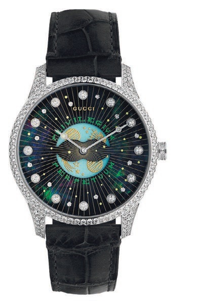 G-Timeless Moonphase; gold Gucci 25H PHOTO COURTESY OF GUCCI