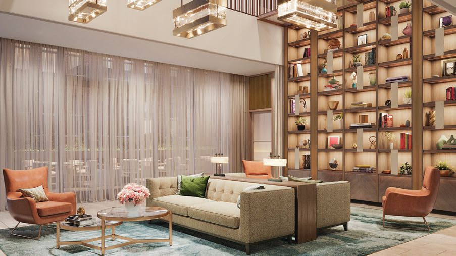 Coterie’s lobby lounge. PHOTO COURTESY OF RELATED COMPANIES CALIFORNIA