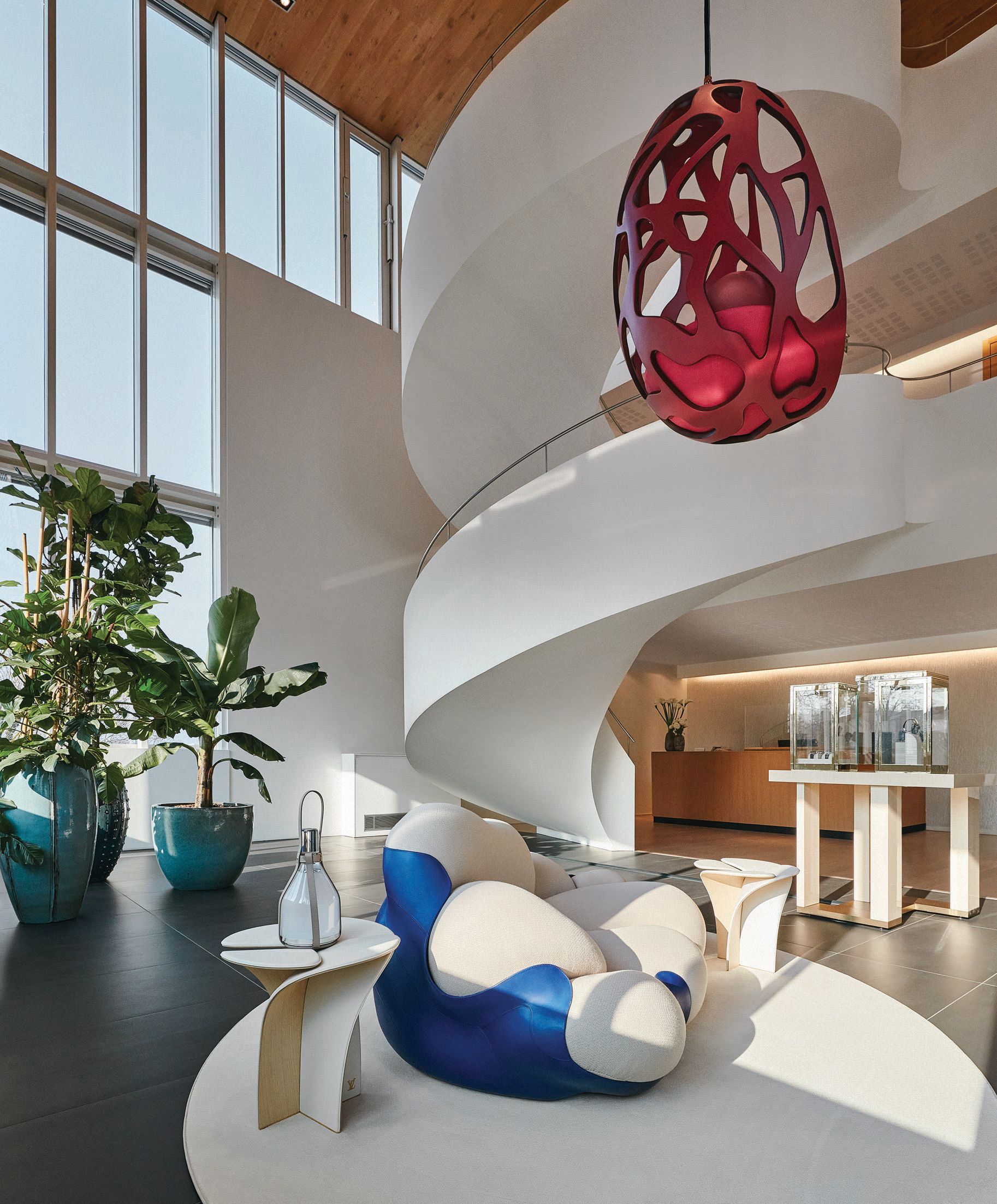 The reception area features a selection of Louis Vuitton Objets Nomades designs. PHOTO COURTESY OF LOUIS VUITTON