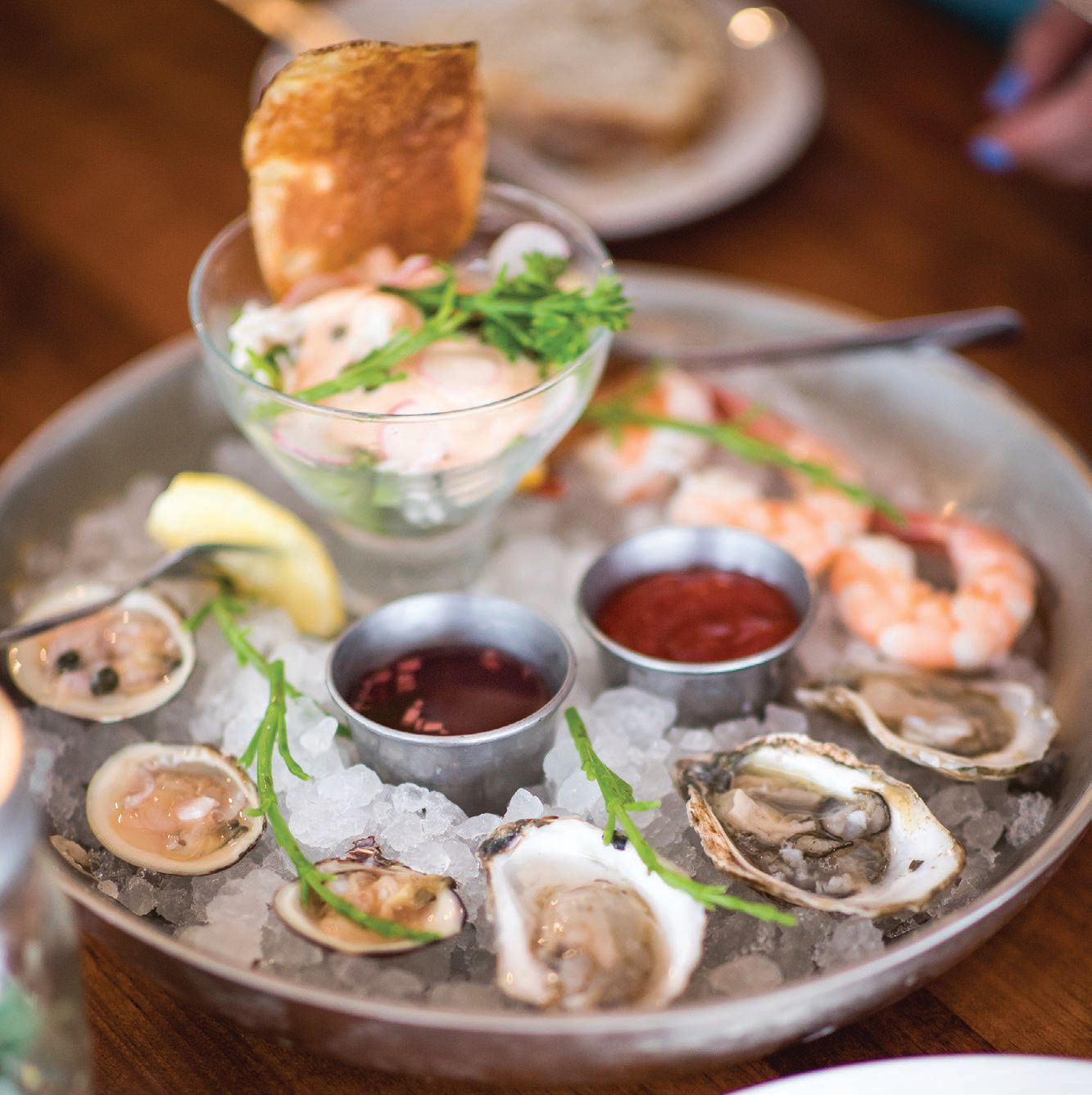 Signature oysters from Bostwick’s. PHOTO COURTESY OF BOSTWICK’S ON THE HARBOR