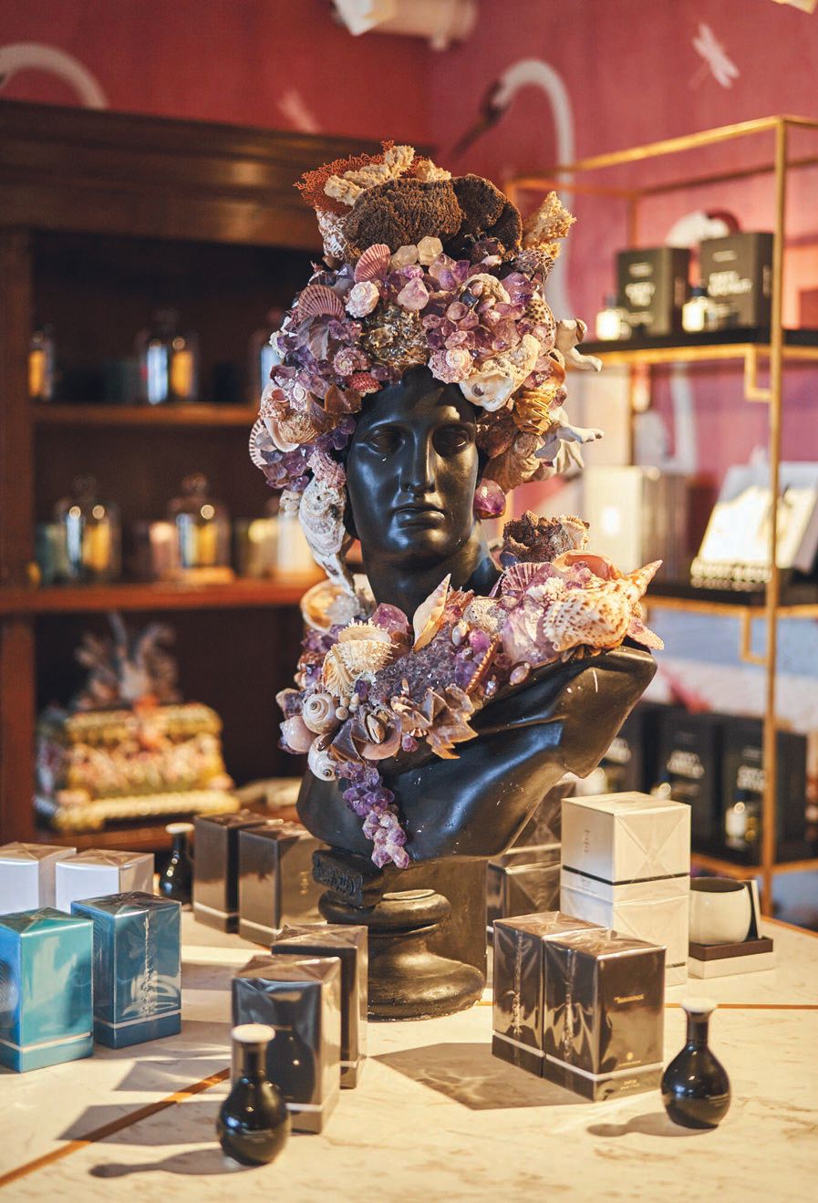 Accessories and perfumes decadently presented inside Curio at Faena Bazaar PHOTO: BY ERIK DAVID & ANANDA JAIMES