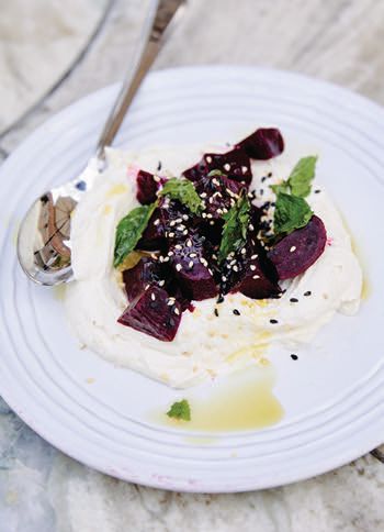 Mandolin Taverna serves Aegean dishes like roasted beets with tahini yogurt PHOTO: COURTESY OF RIVETER SPACES/THE HOLLYWOOD ROOSEVELT