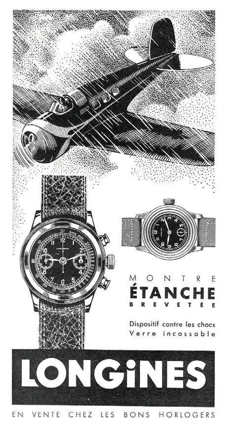 A vintage ad for Longines first waterproof chronograph. PHOTO COURTESY OF LONGINES