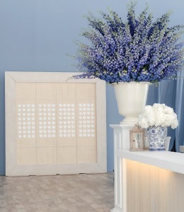 light blues and blonde wood made for an airy cocktail hour Photographed by Ben Finch