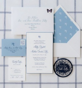 invitations featured a custom toile and monogram Photographed by Ben Finch