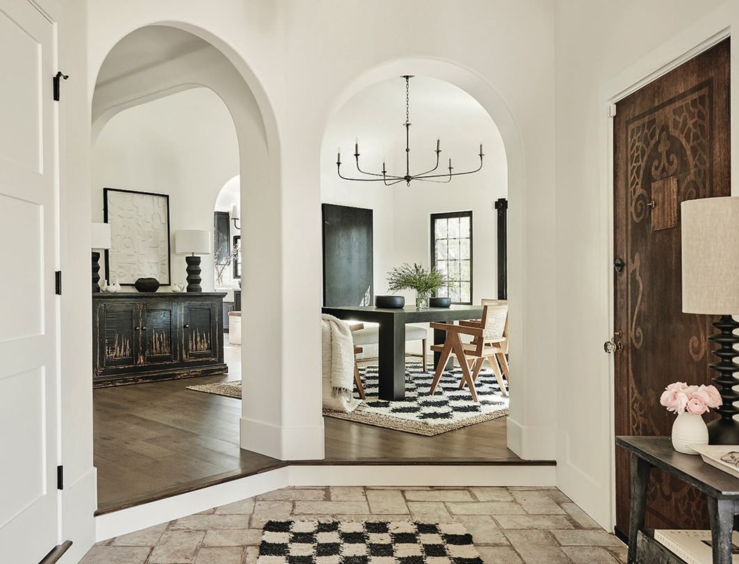 The foyer looks out toward the 				living and dining areas PHOTOGRAPHED BY JENNA PEFFLEY