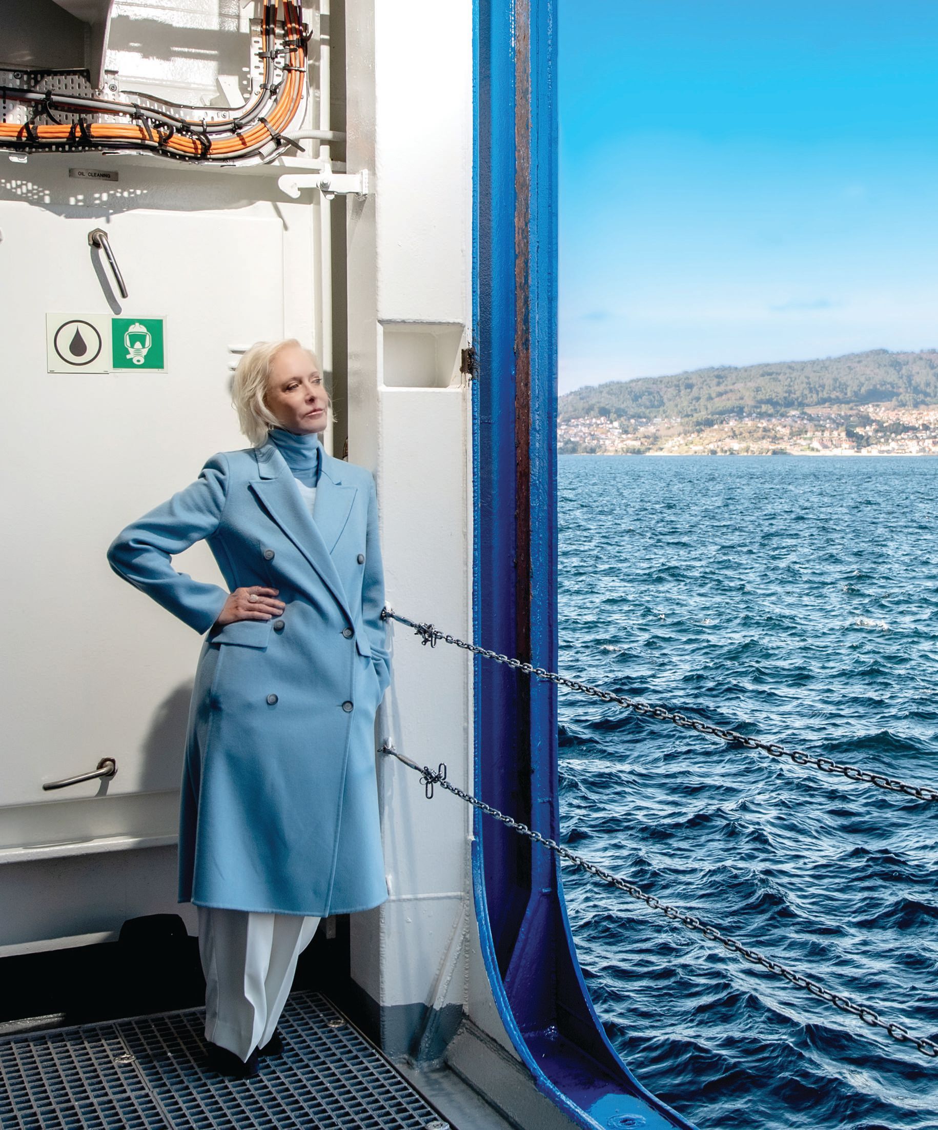 Wendy Schmidt aboard the new research vessel Falkor (Too) as part of the Schmidt Ocean Institute PHOTO BY BEN GIBBS