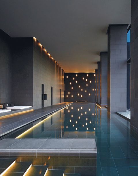 Aman Tokyo, Japan, swimming pool at the spa awaits AMANEMU AND AMAN TOKYO PHOTO COURTESY OF AMAN RESORTS