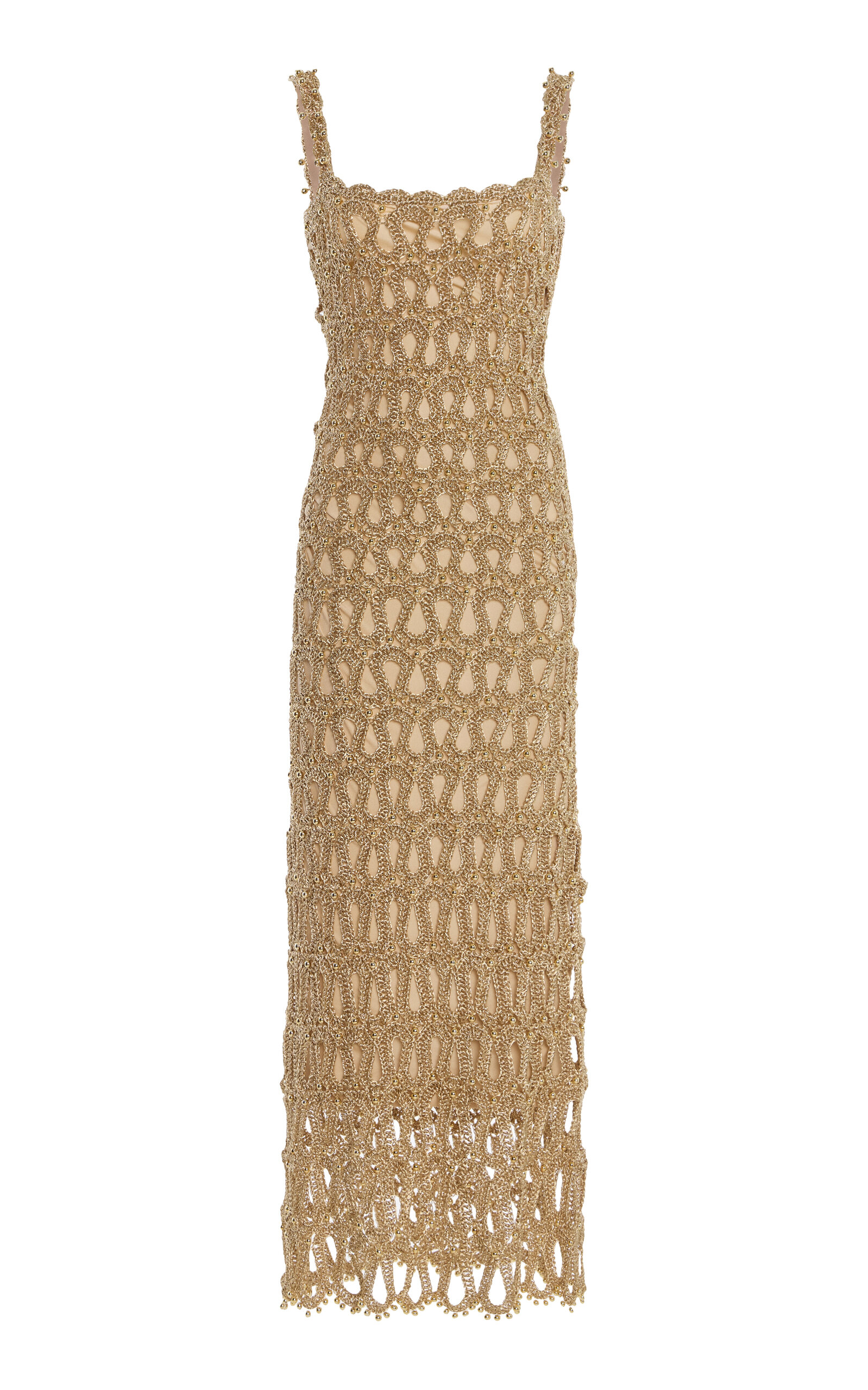 maxi dress with gold Miss Circle Women's Lainey Gold Satin Sequin Pearls Beaded Maxi Dress