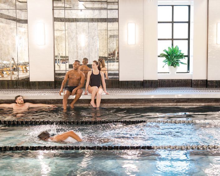 The 25-meter, four-lane lap pool at The Sporting Club at the Bellevue.