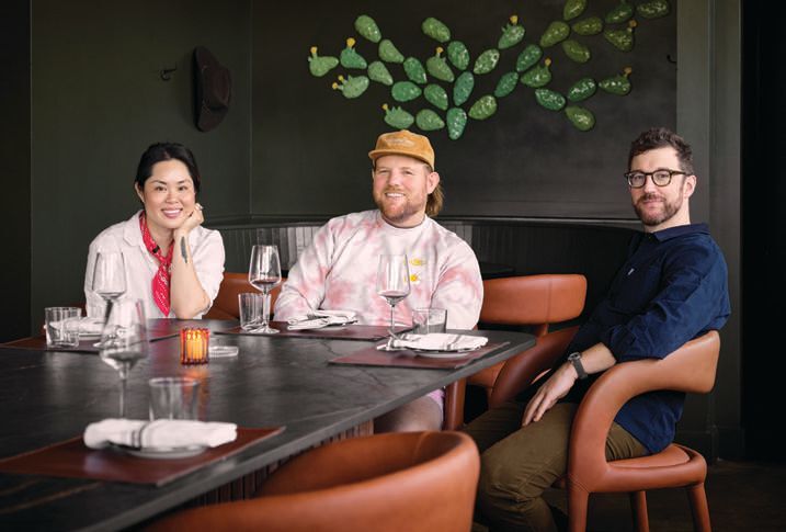 Restaurateurs Claudia Lee and Richard Hargreave flank Chef Casey Wall. PHOTO BY CLAY GRIER