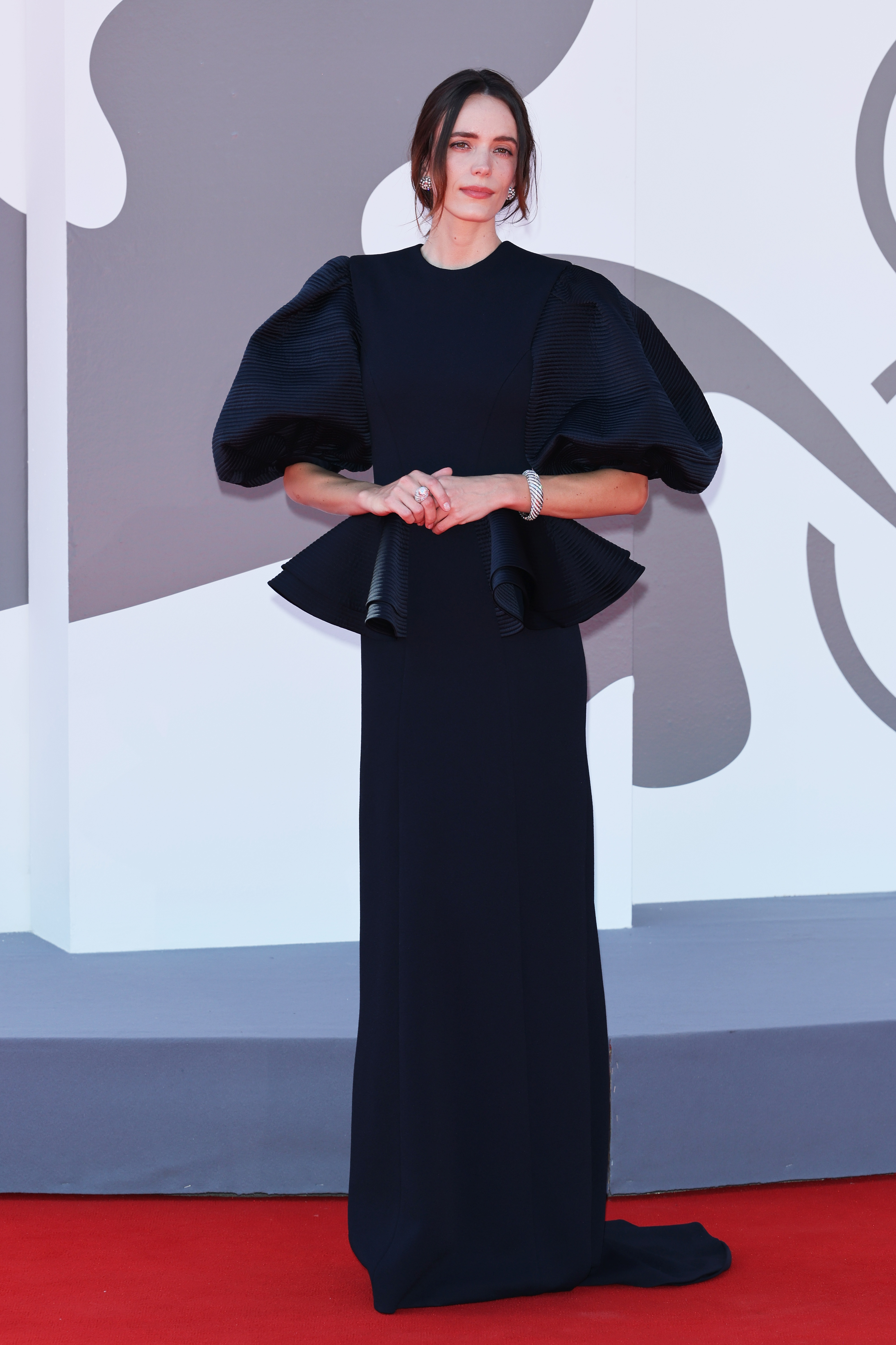 venice film festival dresses 2025 ZAPAKA Women Glitter Black Mother of The Bride Dress with Slit A-Line Long  Sleeves Wedding Party Dress main image 1